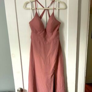 Azazie Dusty Rose Halter Maxi Dress for Bridesmaid